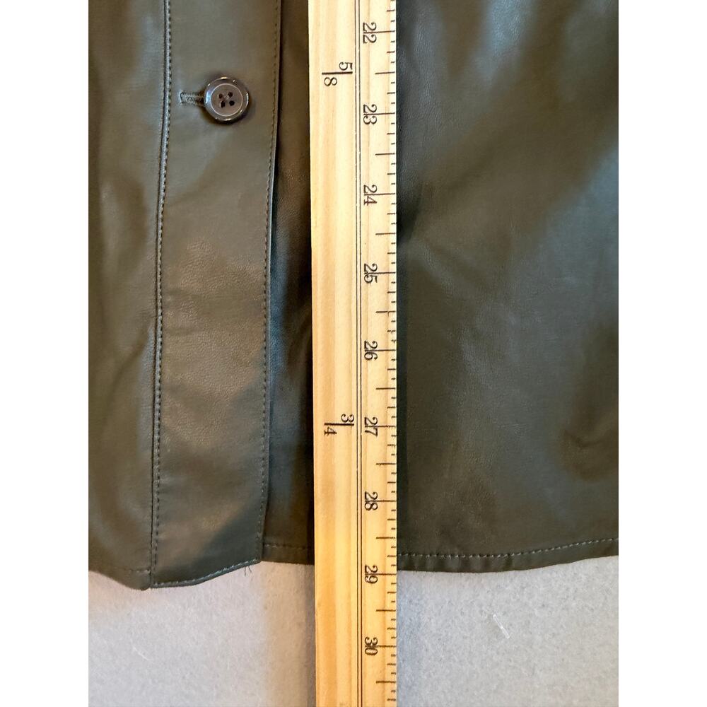 Banana Republic Olive Green Faux Leather Midi Skirt - Picture 7 of 9